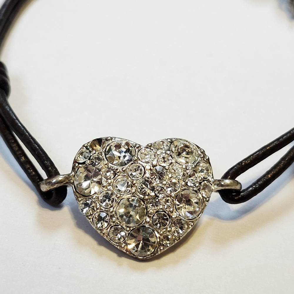 Fossil Bling Heart Leather Charm Bracelet - Picture 4 of 4